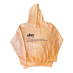 Rue21 Peach-Pink Color Hoodie with Black Text